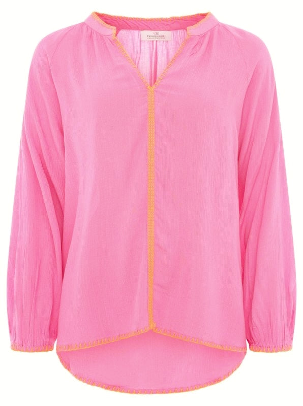 đź’• Zwillingsherz Bluse "Neon Stickerei" 100 % Viskose Pink