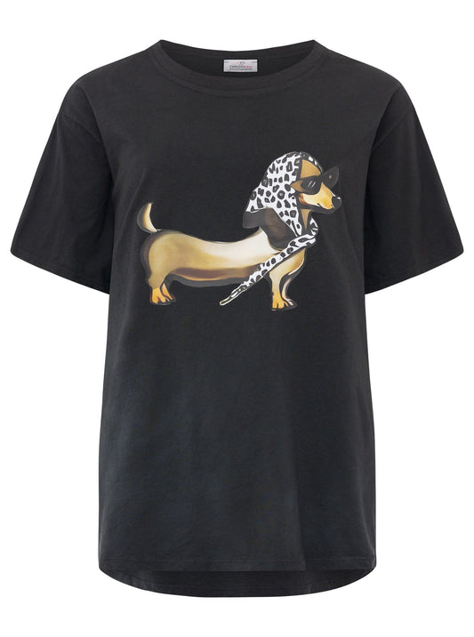 💕 Zwillingsherz Shirt "Madame Dackel" Baumwolle Jersey Schwarz