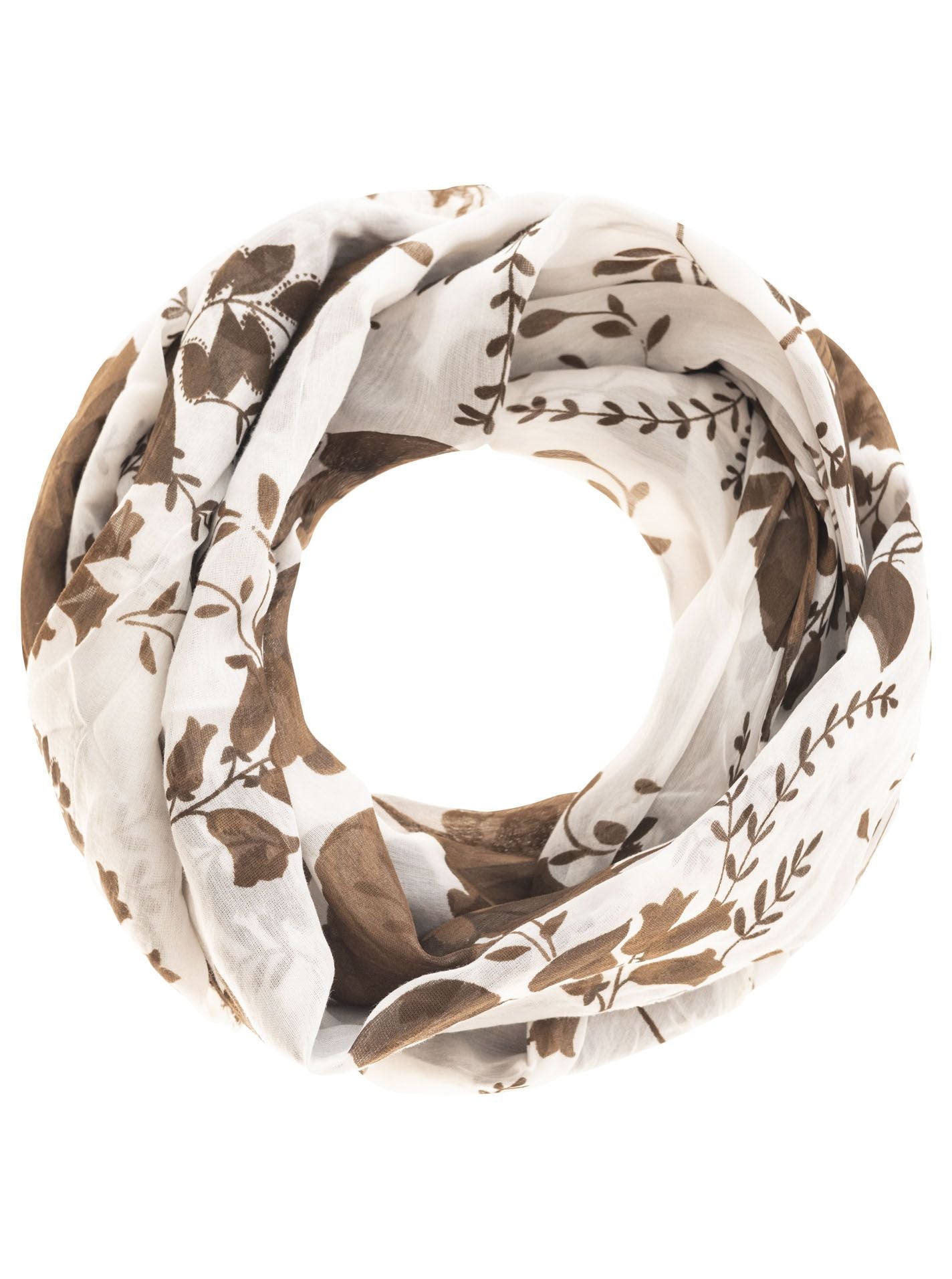 Loop Schal Tuch "Floral Fantasy" Baumwolle Seide Braun