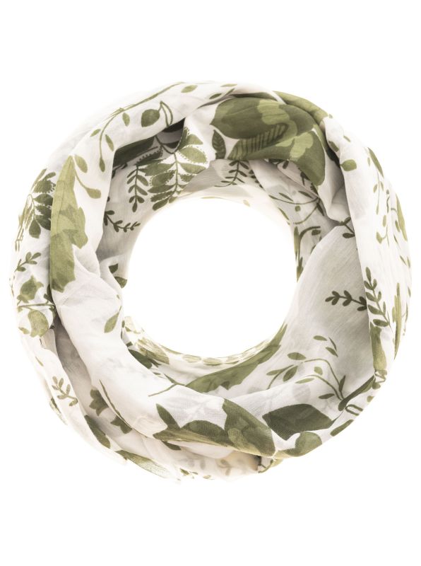 Loop Schal Tuch "Floral Fantasy" Baumwolle Seide Khaki
