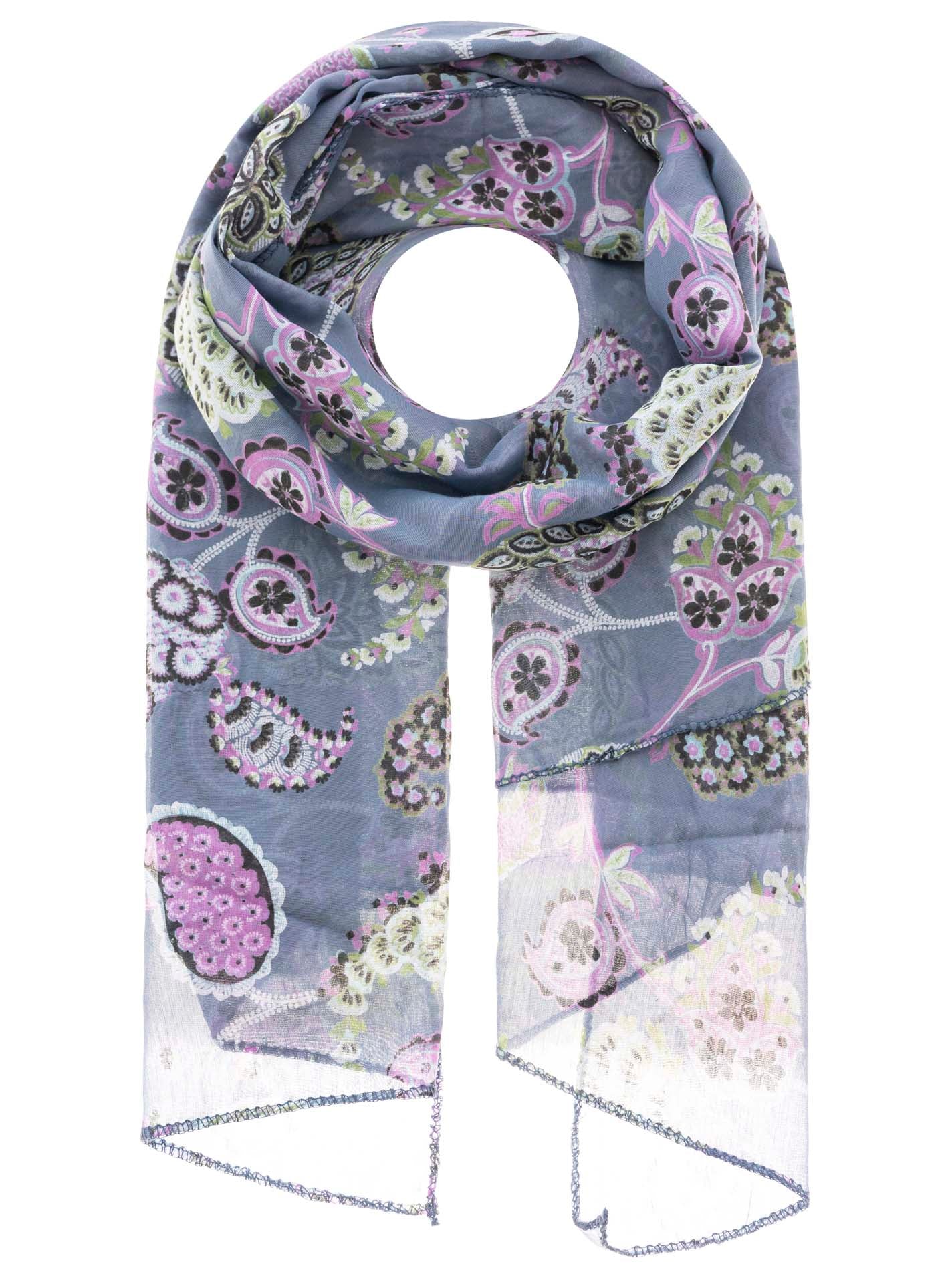 Schal Tuch "Paisley Poetry" Baumwolle Seide Lila