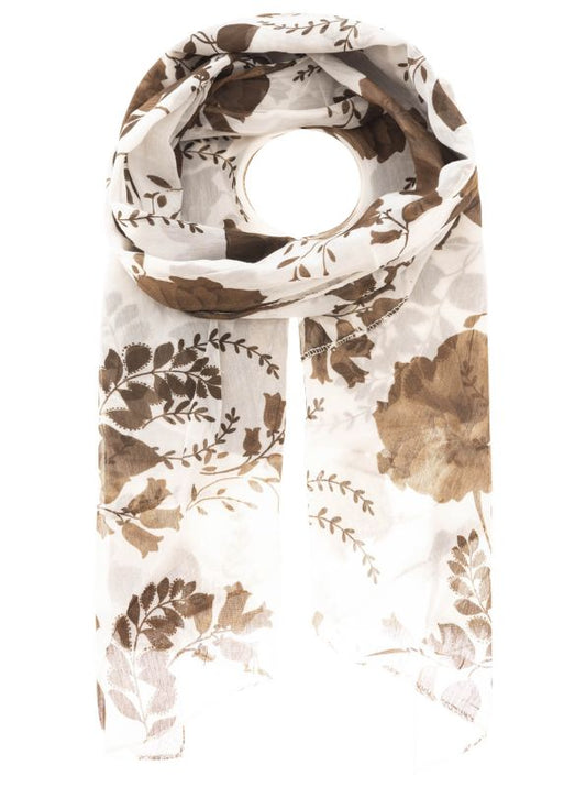 Schal Tuch "Floral Fantasy" Baumwolle Seide Braun