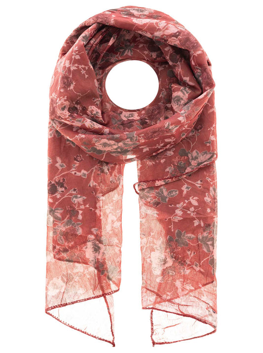 Schal Tuch "Bloomie" Baumwolle Seide Rot