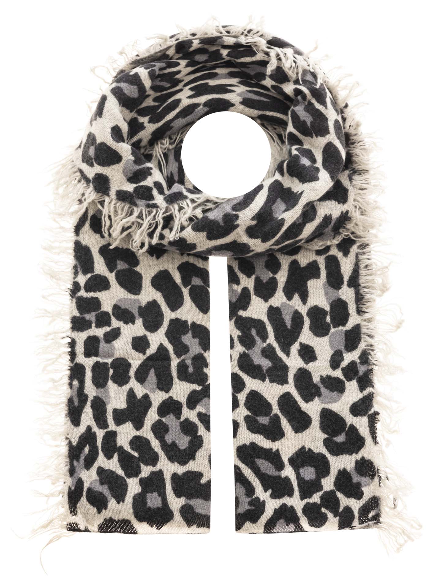 💕 Zwillingsherz XXL "Fransenschal Leo" 100 % Cashmere Schal Kaschmir Hellgrau