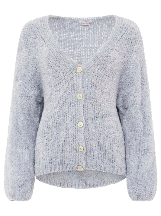 💕 Zwillingsherz Strickjacke Cardigan "Plüsch" Wolle Hellblau