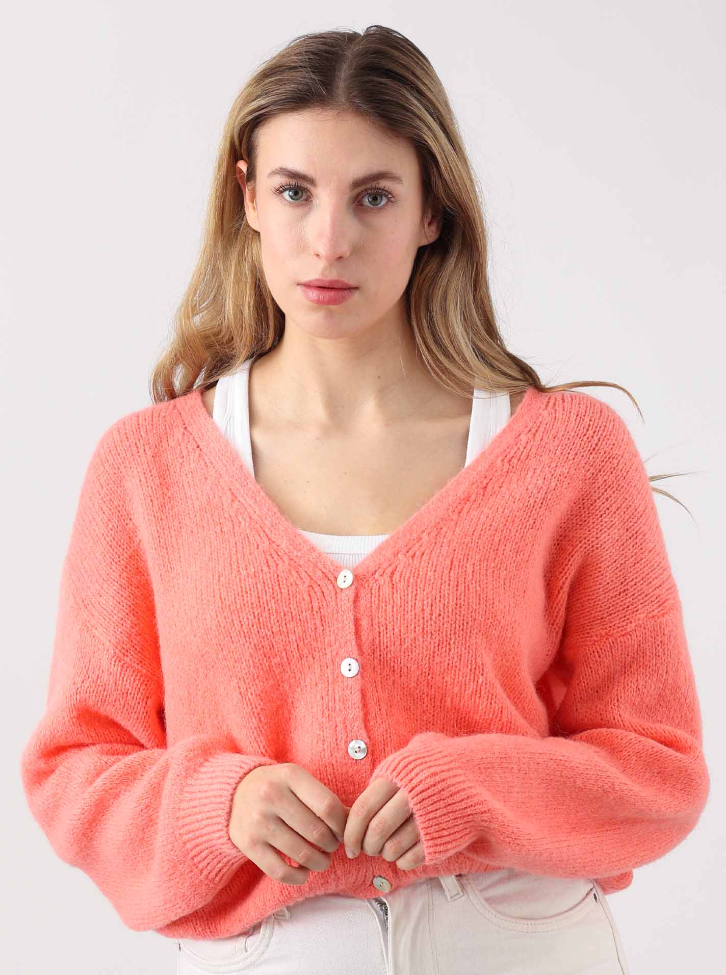 💕 Zwillingsherz Strickjacke kurz "Uni" Wolle Mandarin