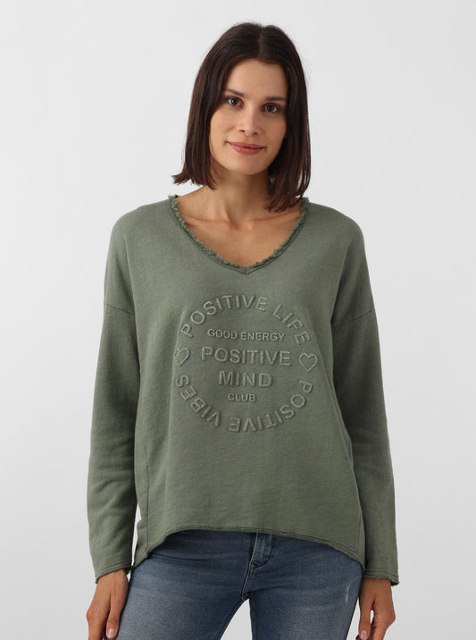 💕 Zwillingsherz Pullover Pulli "Elisabeth" Baumwolle Khaki