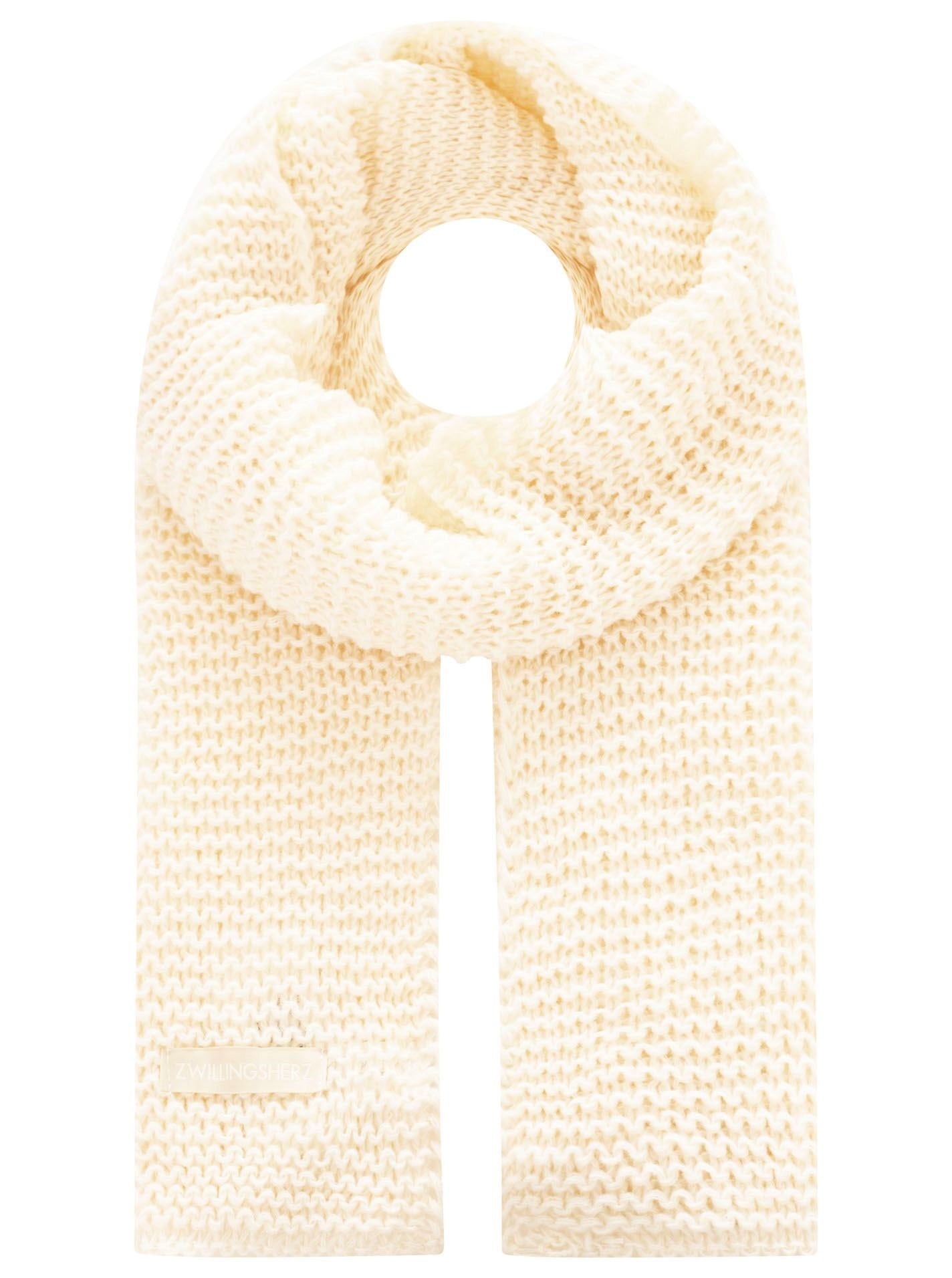 💕 Zwillingsherz Schal Grobstrick "Uni & Patch" Creme