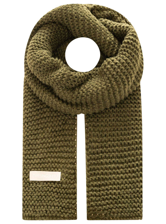 💕 Zwillingsherz Schal Grobstrick "Uni & Patch" Khaki