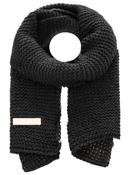 💕 Zwillingsherz Schal Grobstrick "Uni & Patch" Schwarz