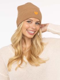 đ Zwillingsherz MĂŒtze "Ribbon Patch Herz" 100 % Kaschmir Umschlag Camel