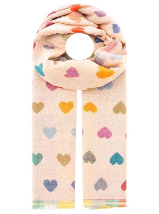 💕 Zwillingsherz Schal "Herzen" Soft Viskose Wolle Beige