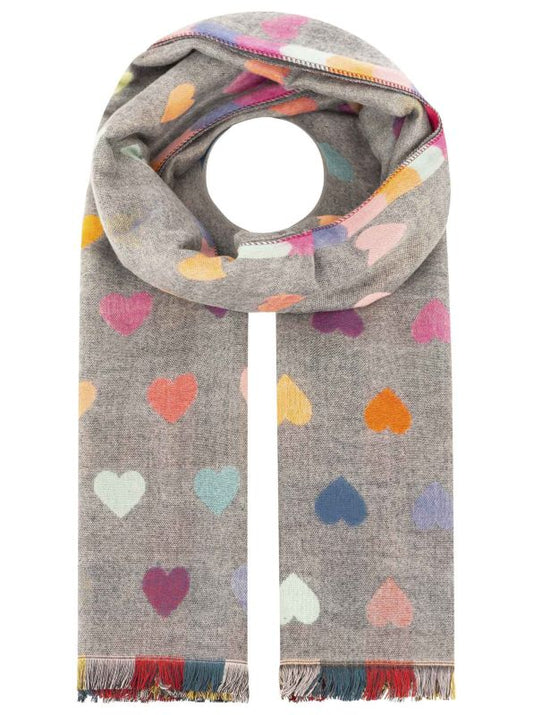 💕 Zwillingsherz Schal "Herzen" Soft Viskose Wolle Hellgrau