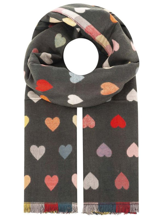 💕 Zwillingsherz Schal "Herzen" Soft Viskose Wolle Khaki