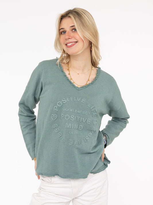 💕 Zwillingsherz Pullover Pulli "Elisabeth" Baumwolle Petrol