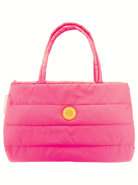 💕 Zwillingsherz Tasche Stepptasche "Be Happy" Neonpink