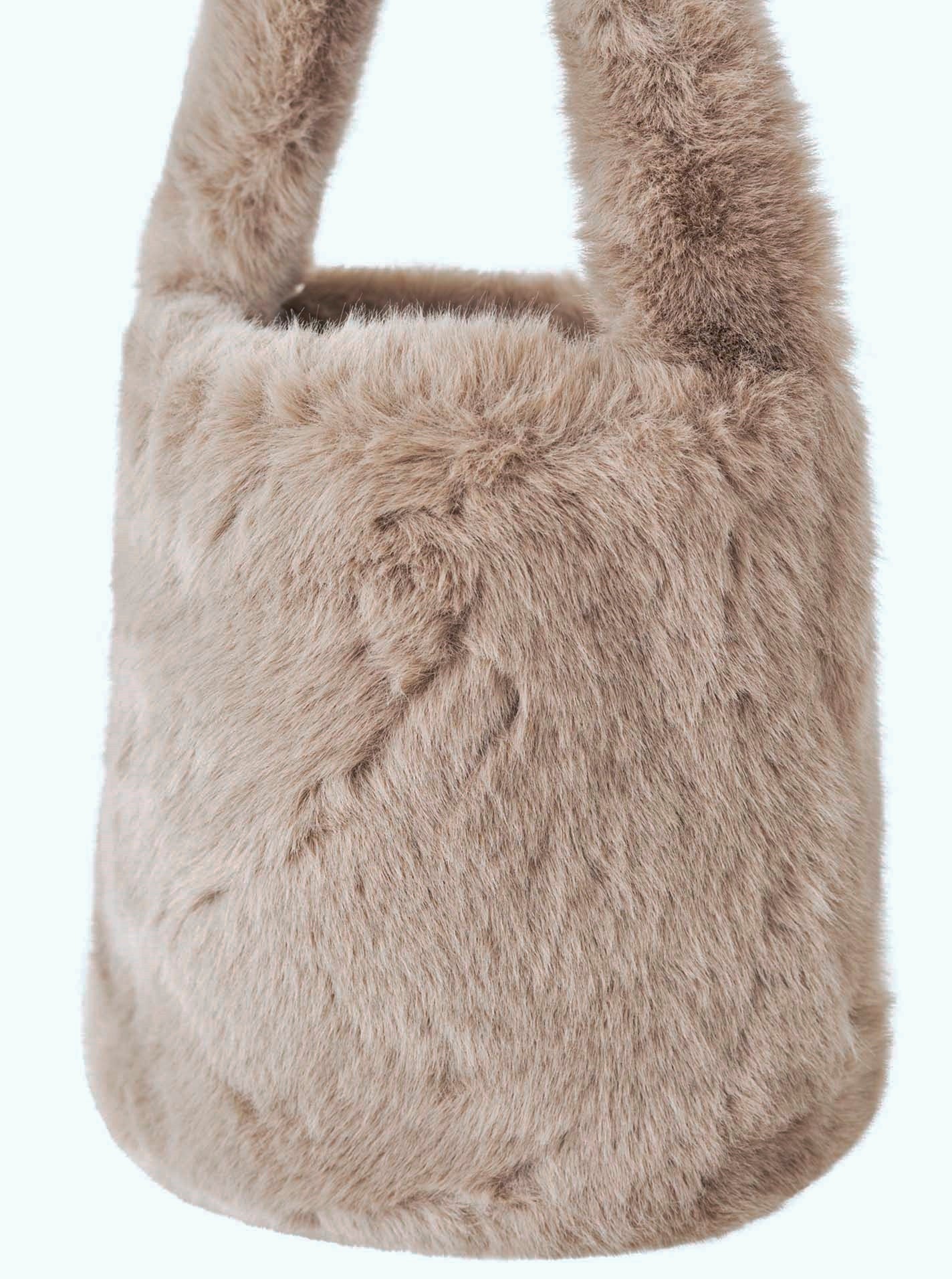 Beutel "Flausch Uni" Beuteltasche Taupe