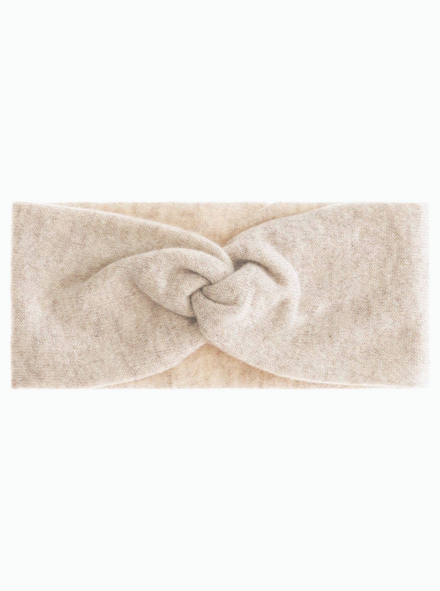 💕 Zwillingsherz Stirnband 100 % Cashmere "Knoten" Hellbeige