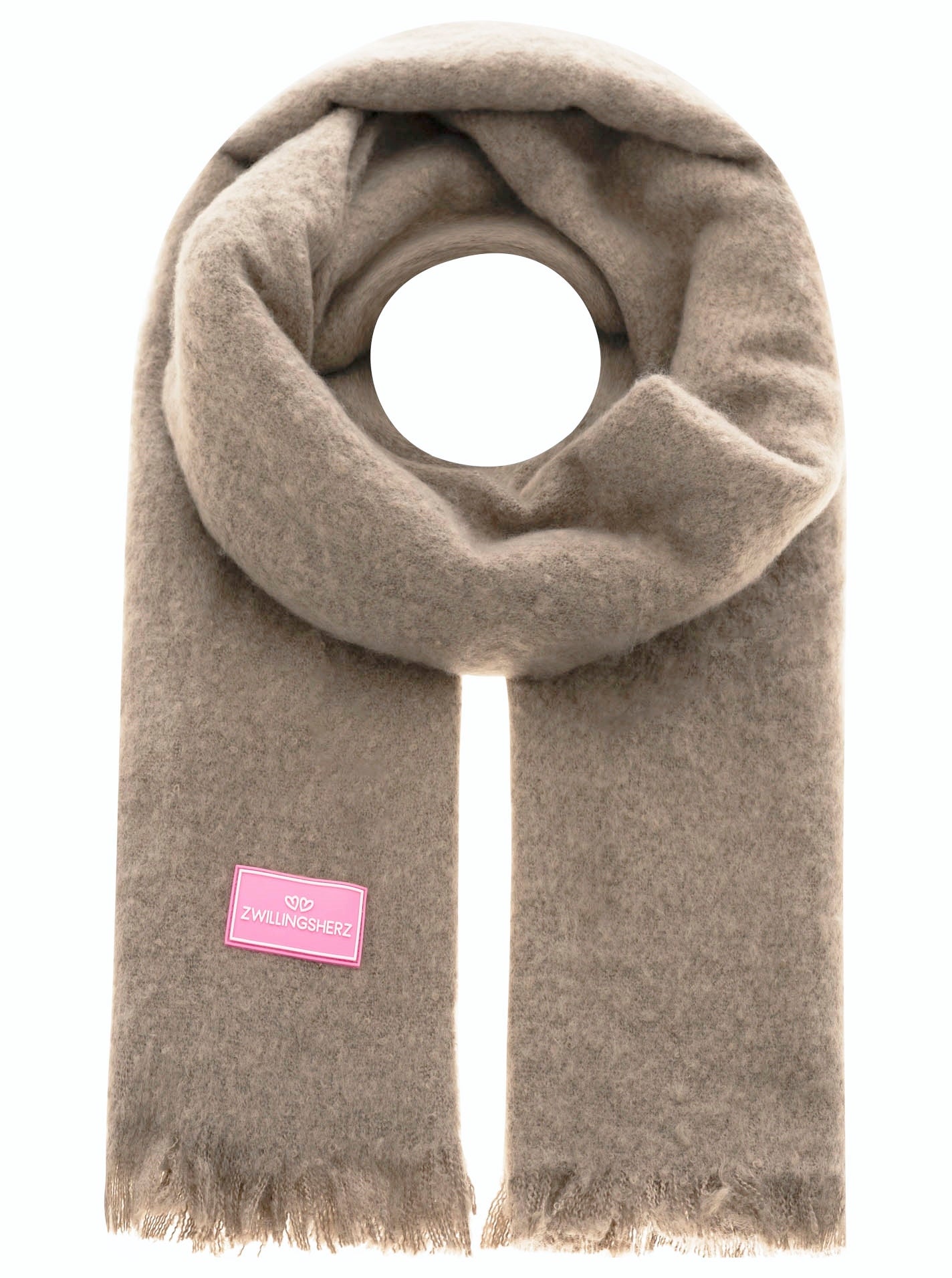 💕 Zwillingsherz Schal "Flauschig" Taupe