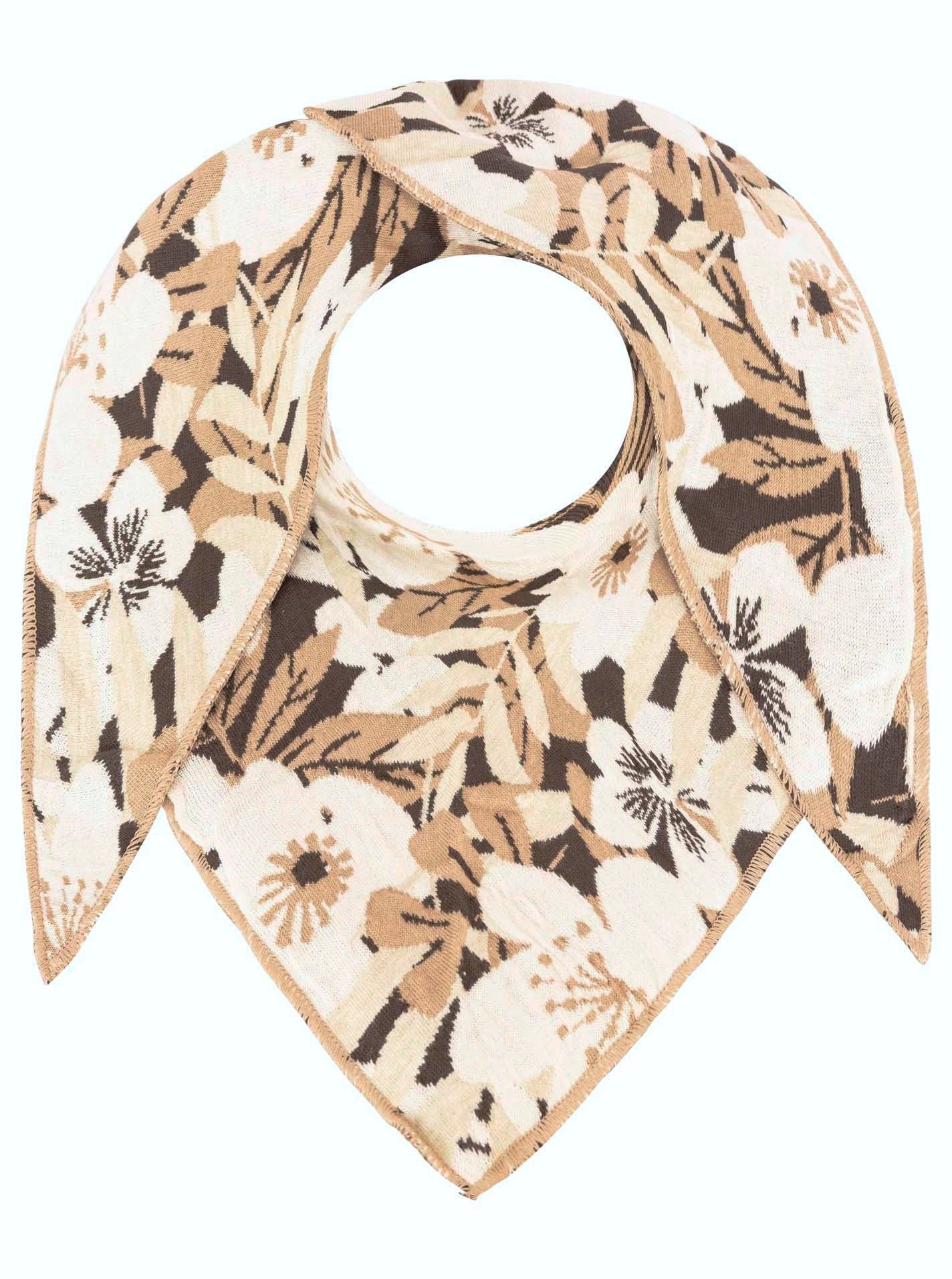 💕 Zwillingsherz Dreieckstuch "Blumen & Sträucher" Baumwolle Beige