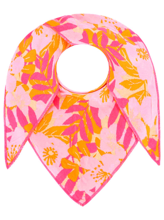 💕 Zwillingsherz Dreieckstuch "Blumen & Sträucher" Baumwolle Beige Pink Orange