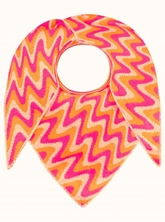 💕 Zwillingsherz Dreieckstuch "Winter Waves" Wolle Kaschmir Pink Orange
