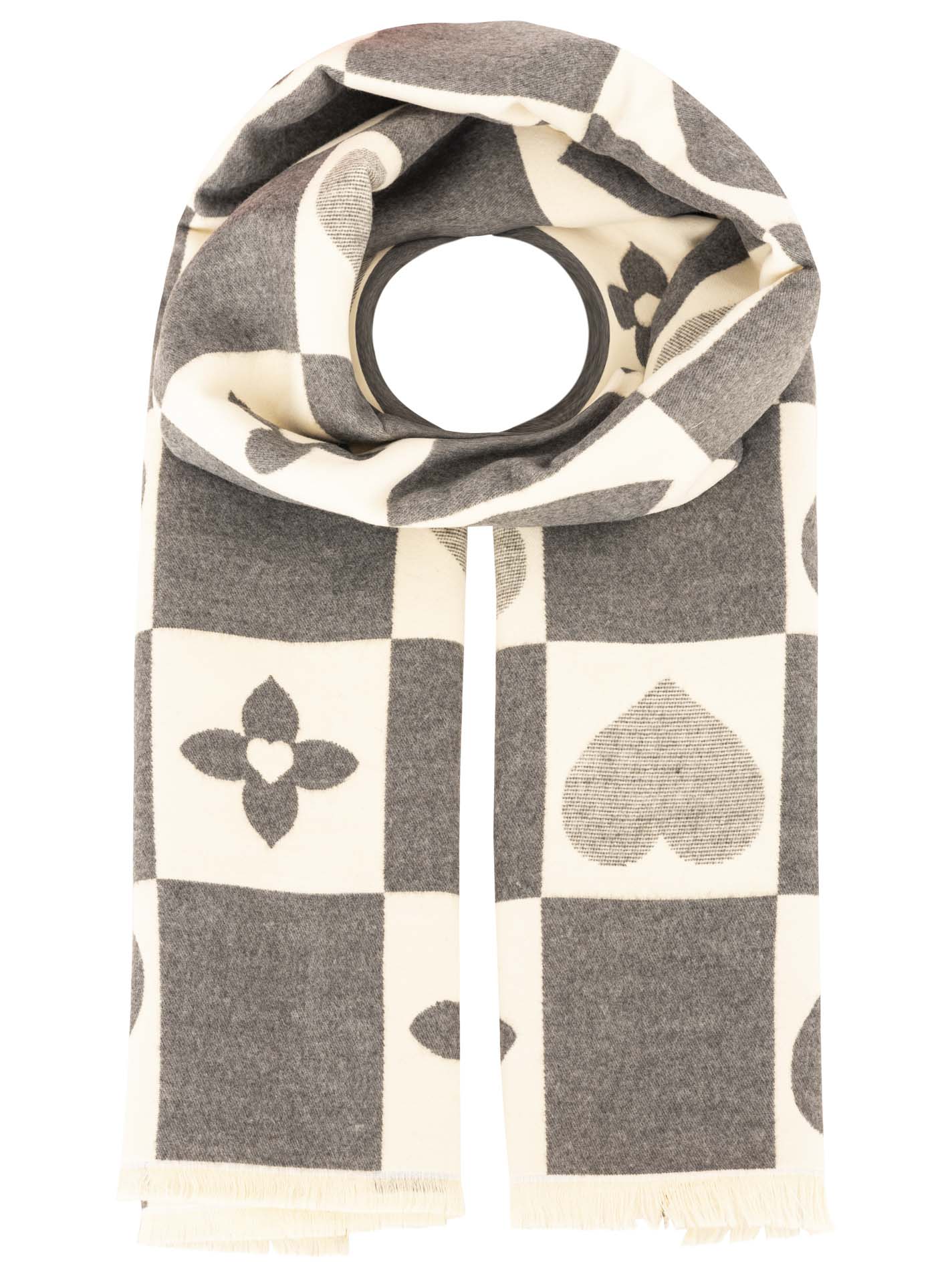 💕 Zwillingsherz Schal "Blumen & Herzen" 100 % Viskose Braun
