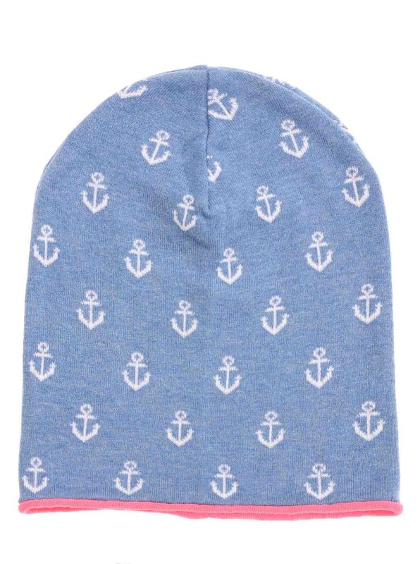 💕 Zwillingsherz Mütze "Anker" Beanie Baumwolle Jeansblau