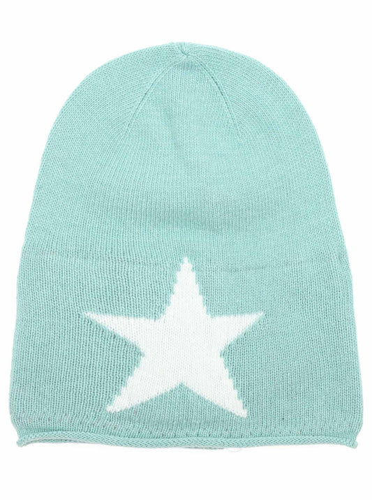 💕 Zwillingsherz Mütze "Sternlein" Beanie Kaschmir Wolle Viskose Fleece Türkis