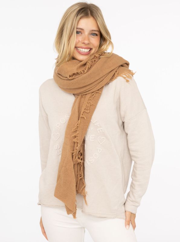 💕 Zwillingsherz XXL "Fransenschal" 100 % Cashmere Schal Kaschmir Camel