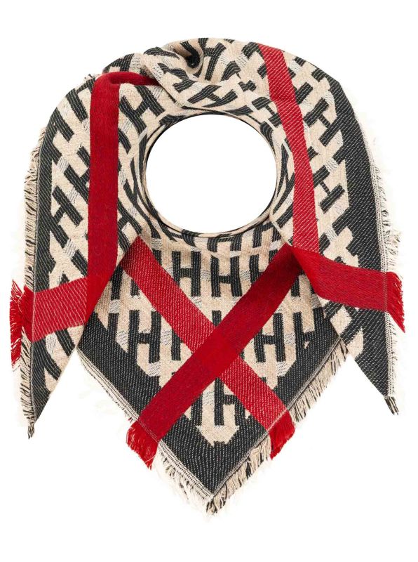 💕 Zwillingsherz Viereckstuch "H-Muster" Wolle Rot
