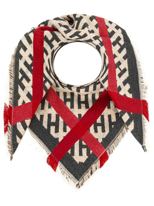 💕 Zwillingsherz Viereckstuch "H-Muster" Wolle Rot