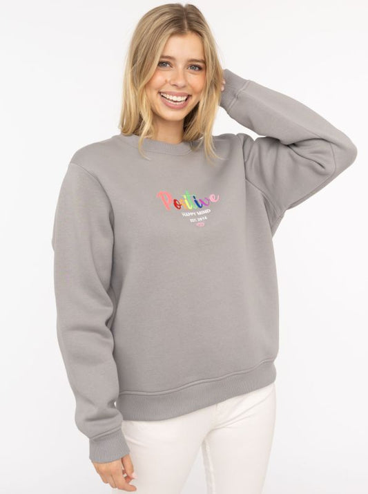 💕 Zwillingsherz Sweatshirt "Positive Rainbow" Sweater Mittelgrau