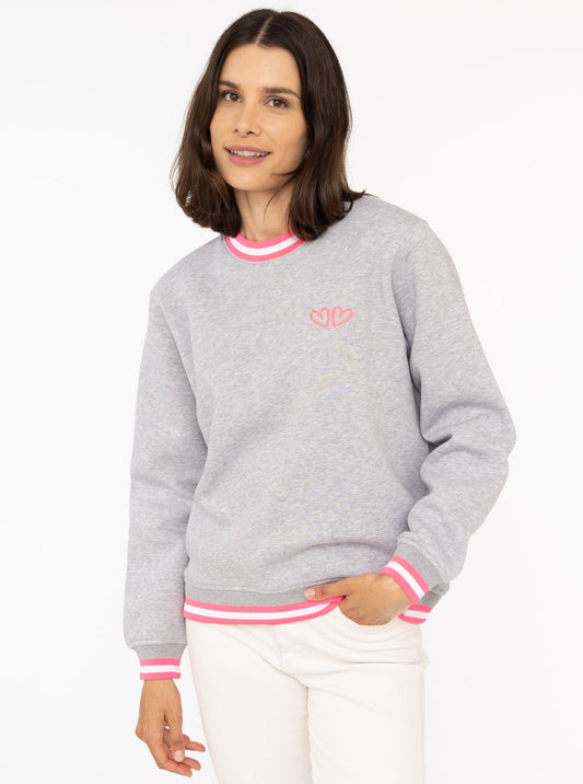 💕 Zwillingsherz Sweatshirt "ZH Classic" Sweater Hellgrau