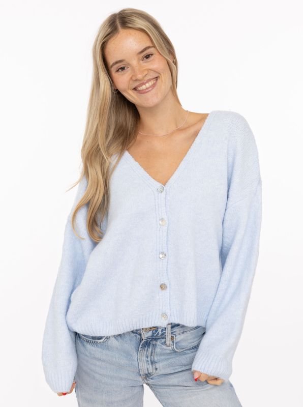 💕 Zwillingsherz Cardigan "Knöpfe" Strickjacke Wollmix Hellblau