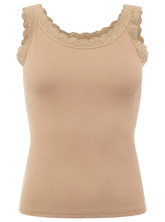 💕 Zwillingsherz Top "Miami" Tanktop Spitze Camel