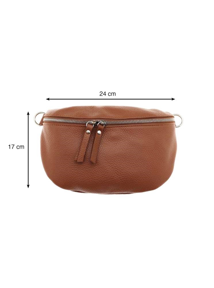 💕 Zwillingsherz Crossbody Tasche Bauchtasche XXL "Edda" 100 % Leder Cognac