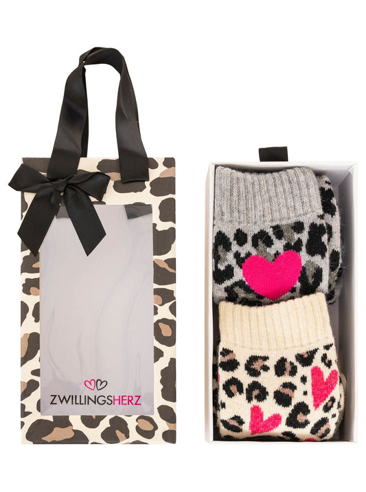 💕 Zwillingsherz Socken 2er Pack Gifting Box Socken "Leo Love" Grau