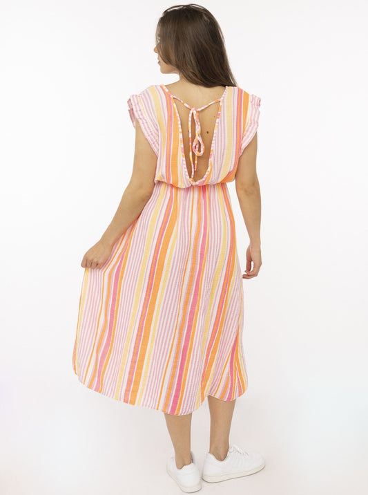 💕 Zwillingsherz Musselin Kleid "Sommer Streifen" Orange