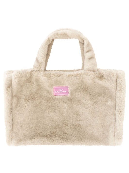 💕 Zwillingsherz Shopper XXL Fake Fur "Samtweich" Grau