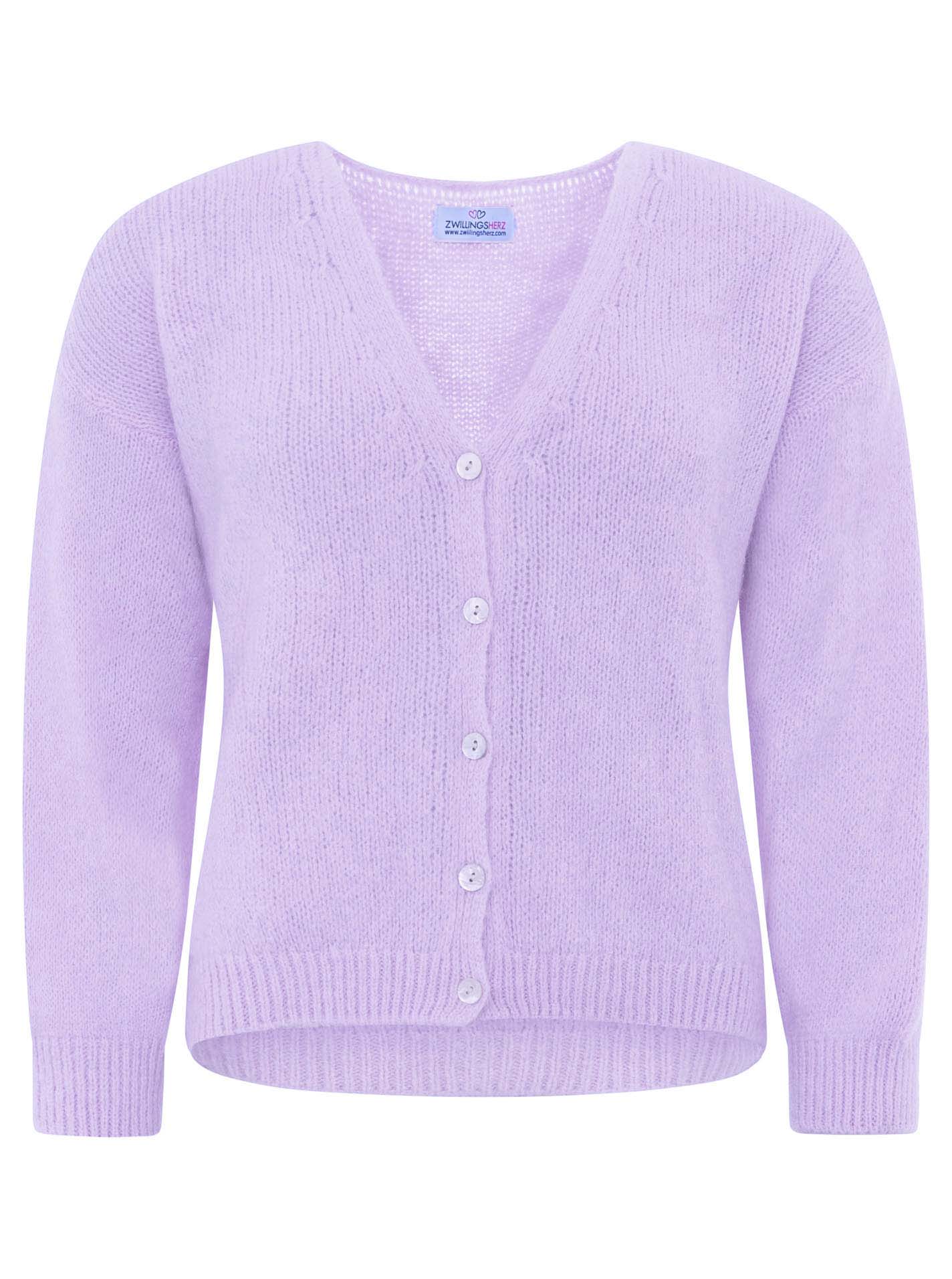 💕 Zwillingsherz Strickjacke kurz "Venedig" Wolle Flieder