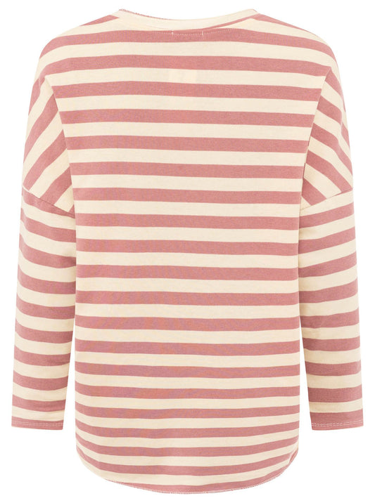 💕 Zwillingsherz Sweatshirt "Stripes" Sweater Oversize Altrosa