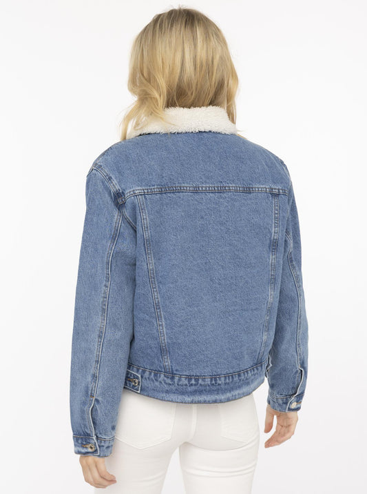 💕 Zwillingsherz Jeansjacke "Teddyfell" Blau
