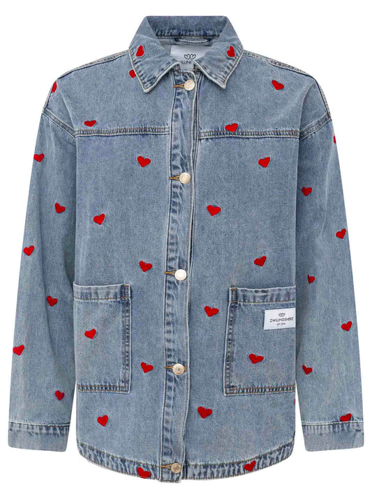 💕 Zwillingsherz Jeanshemd "Herzen AOP" Jeans