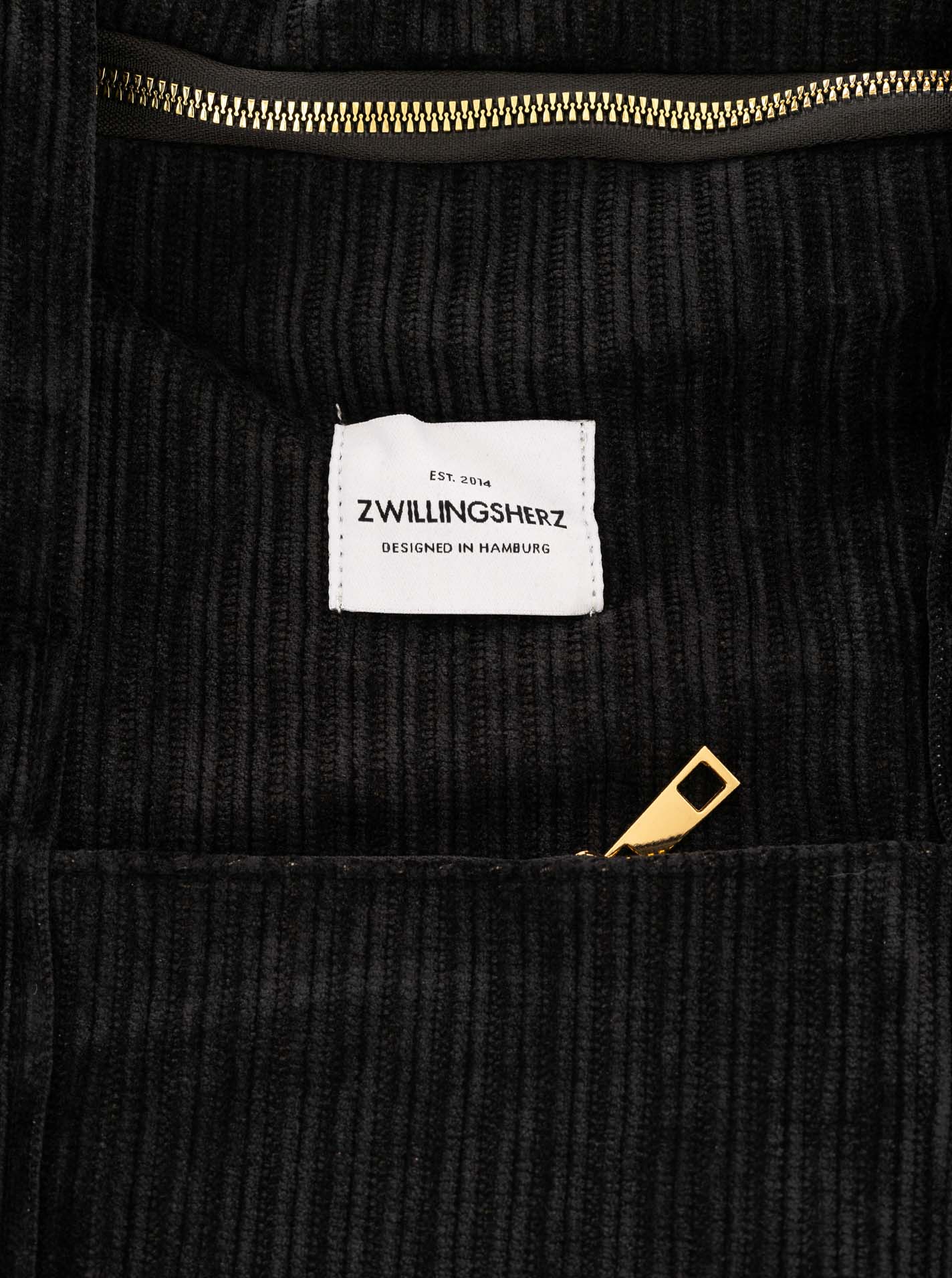 đź’• Zwillingsherz XXL Weekender Cord "Uni" Schwarz