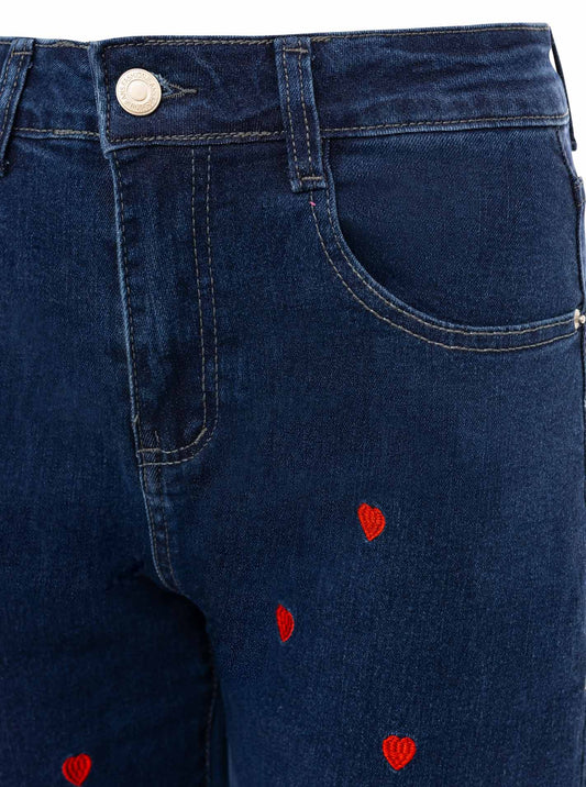 💕 Zwillingsherz Jeans "Herz" Wide Leg Mittelblau