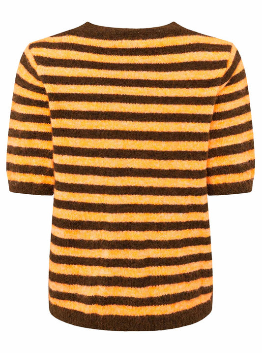💕 Zwillingsherz Pullover Pulli "Stripes & Heart" Kurzarm Orange