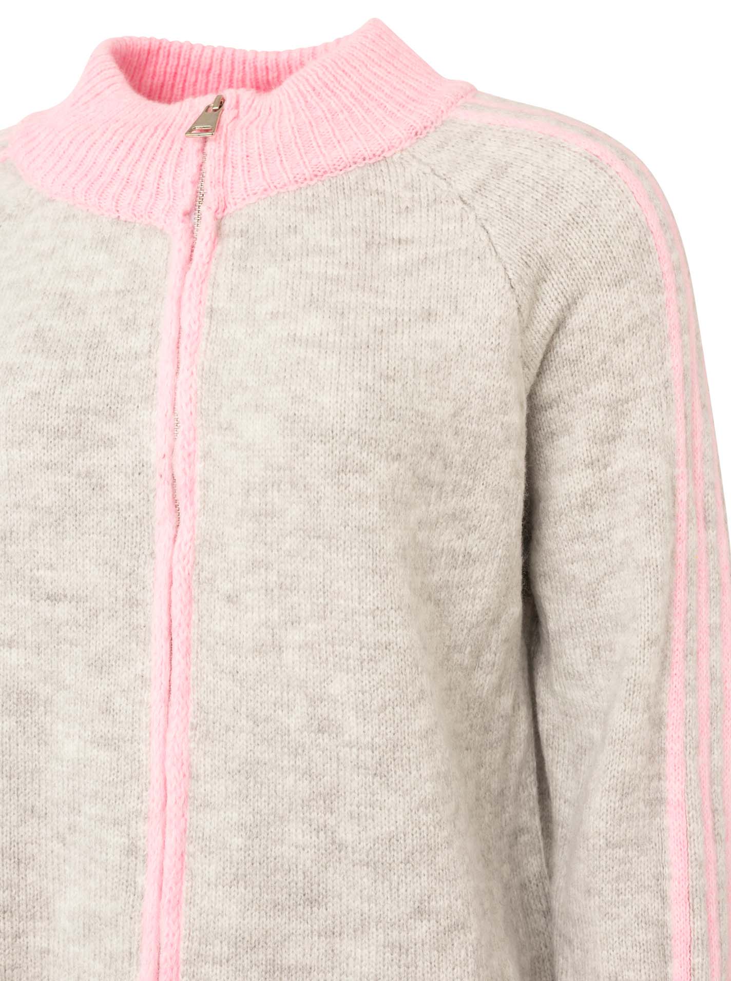 💕 Zwillingsherz Zipper Jacke "Ärmel Stripes" Rosa