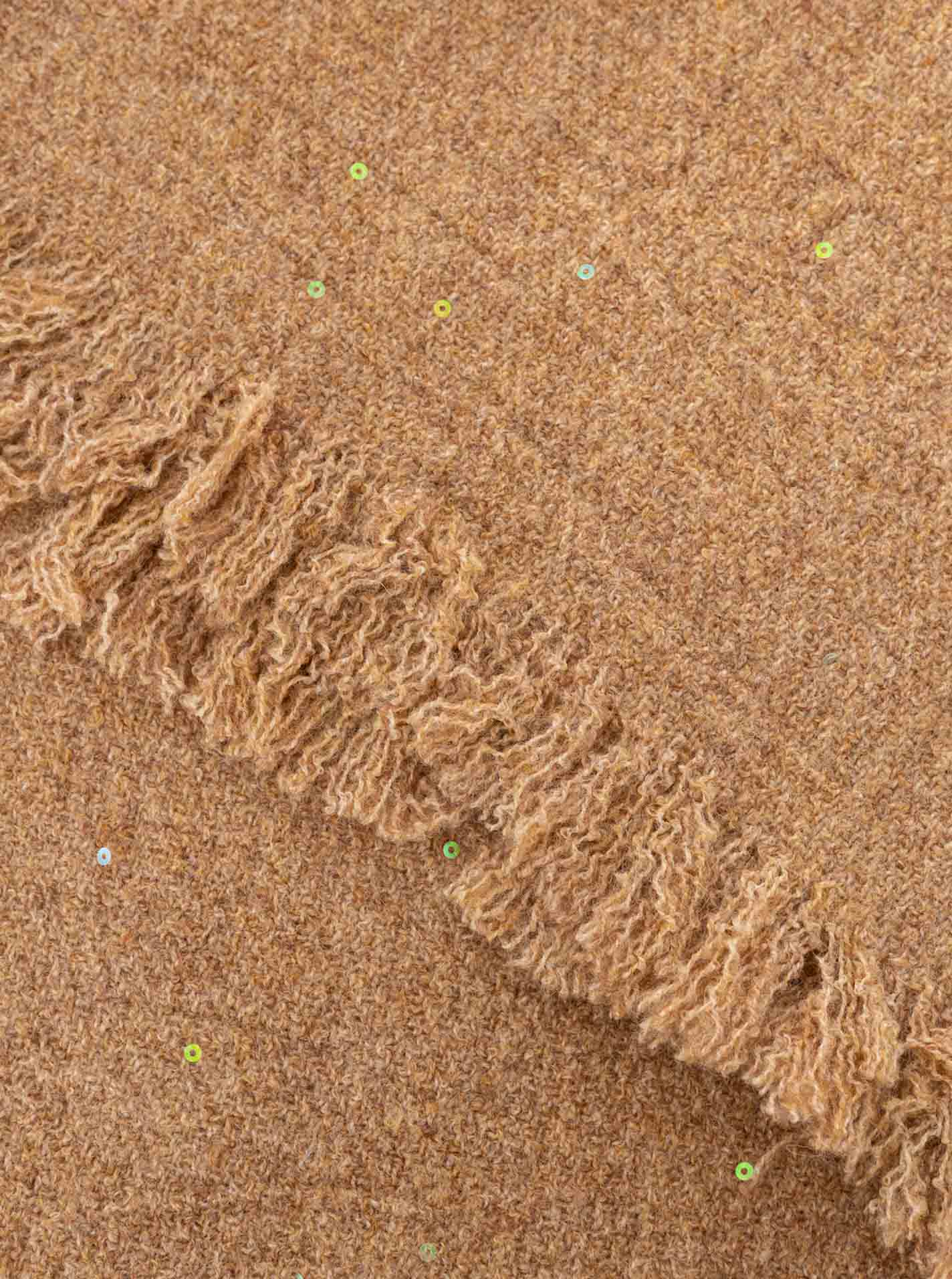 💕 Zwillingsherz Schal Fransen "Glitzer" Beige