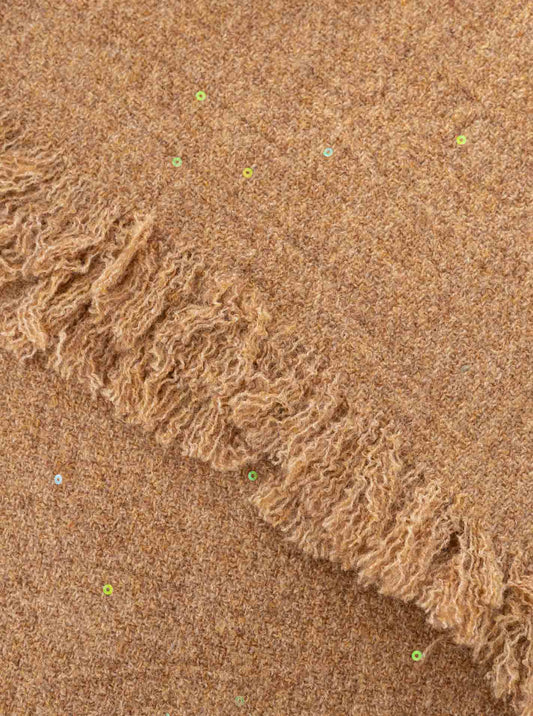 💕 Zwillingsherz Schal Fransen "Glitzer" Beige